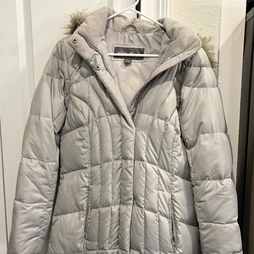 Eddie Bauer Gray Lodge Down Parka Men's Jacket Size Medium - Excellent Condition